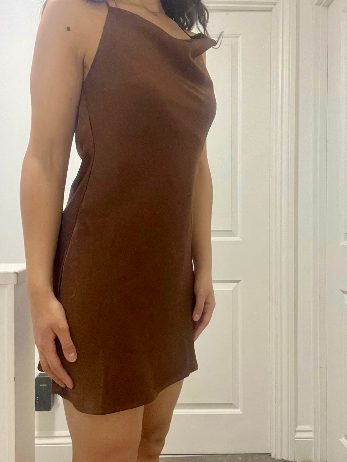 Mini silk dress with straps