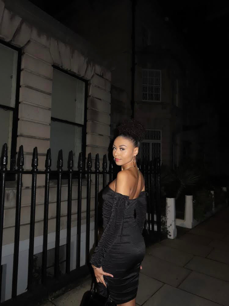 Dress In A Satin Ruched Bodycon Style-Pink & Black