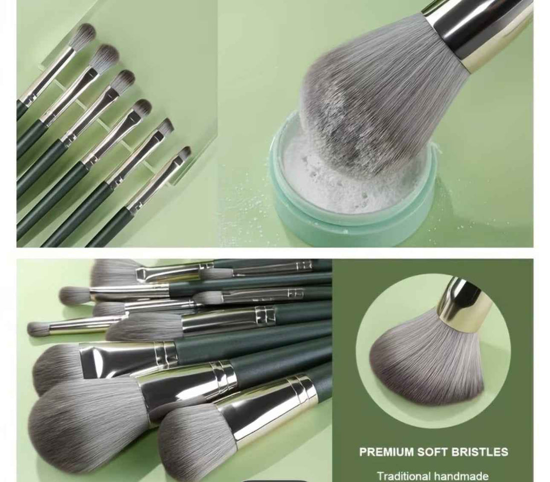 Khaki makeup brush set