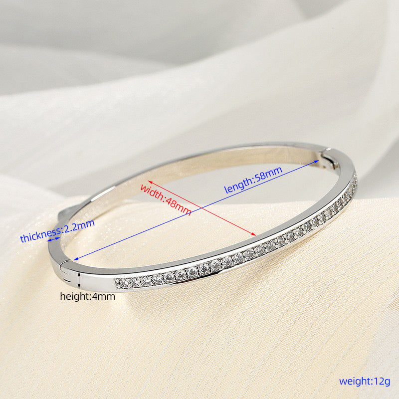 Vacuum Plating Real Gold Plated 18K Gold Solid Colour Stainless Steel Elegant Luxurious Waterproof Non Tarnish Stainless Steel Diamond Bangle