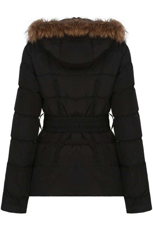 Black Padded Fur Hood Jacket