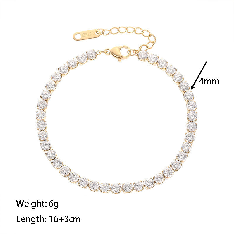Pvd Coated 18K Silver Real Gold Plated Geometric Stainless Steel Fashion Waterproof Non Tarnish Stainless Steel Diamond Bracelets