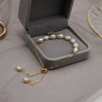 Fashion Round Pearl Titanium Steel Bracelet.Pre-Order