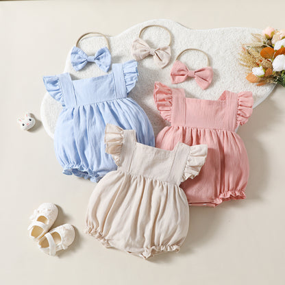 Nude onsie for babies with headband bow