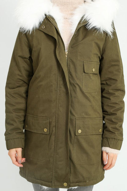 Parka jacket in khaki
