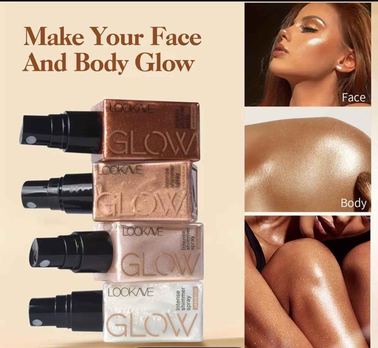 Shimmering highlighter sprays