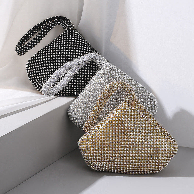 Diamond satin bag in three colours.