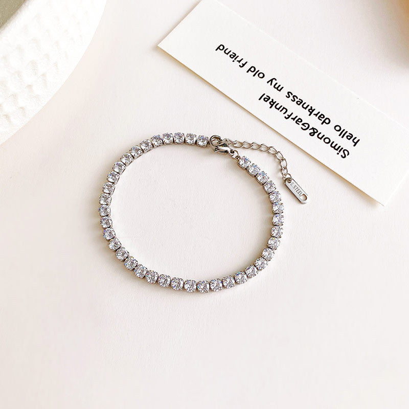 Pvd Coated 18K Silver Real Gold Plated Geometric Stainless Steel Fashion Waterproof Non Tarnish Stainless Steel Diamond Bracelets
