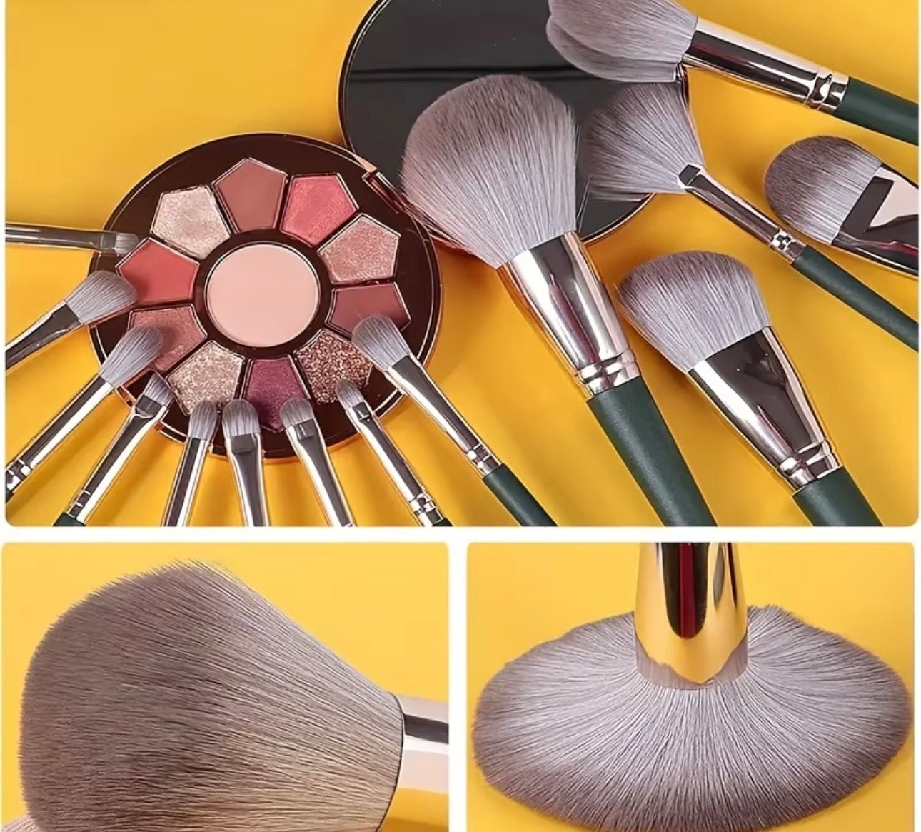 Khaki makeup brush set