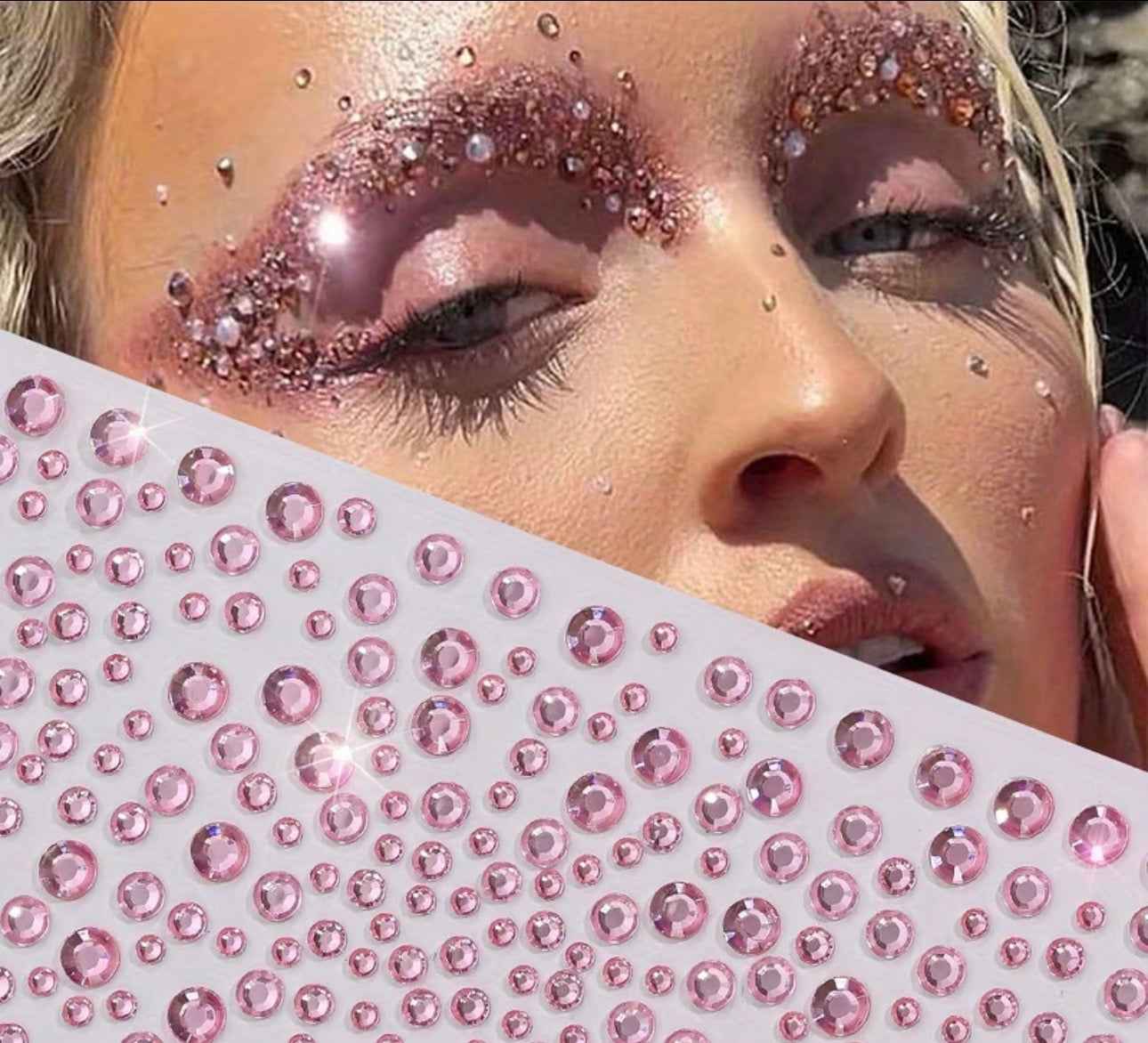 pink rhinestone stickers. Looks dazzling on your face.