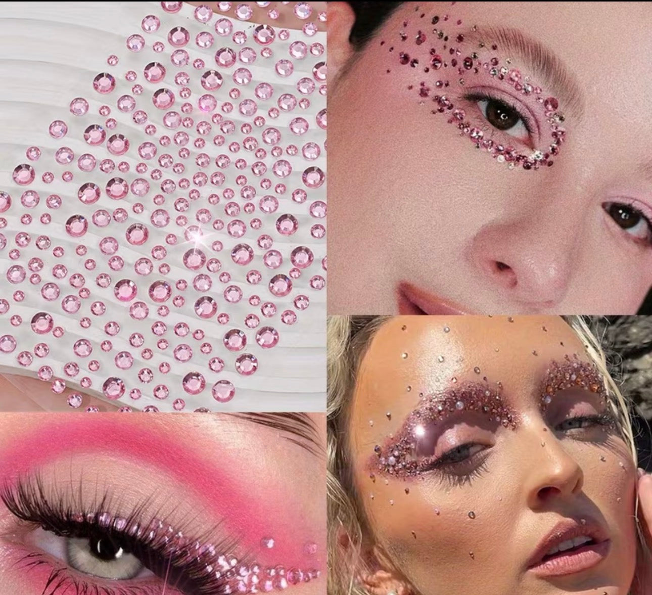 pink rhinestone stickers. Looks dazzling on your face.