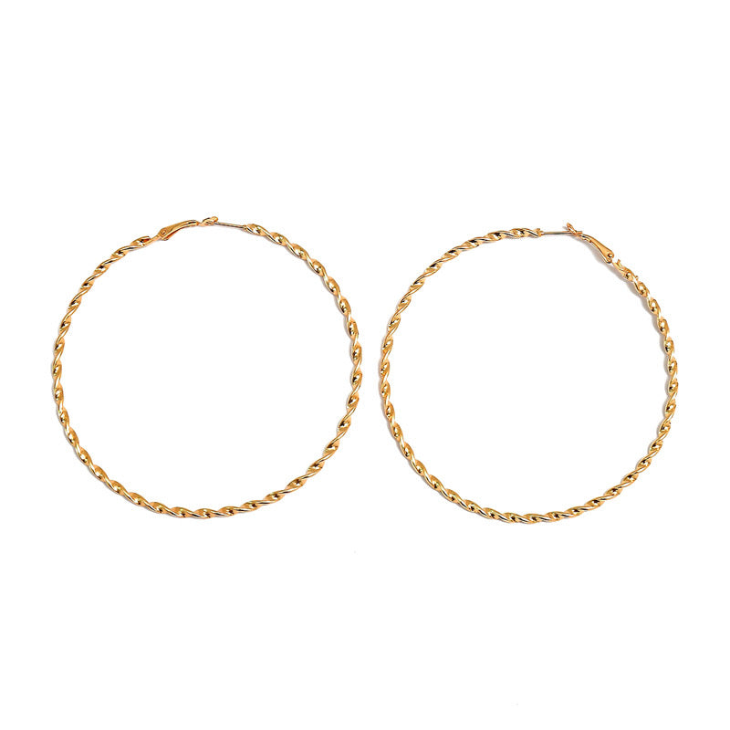 Rhinestone-Encrusted Alloy Big Hoop Earrings