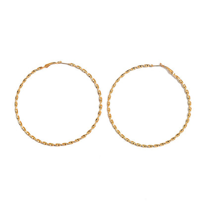Rhinestone-Encrusted Alloy Big Hoop Earrings