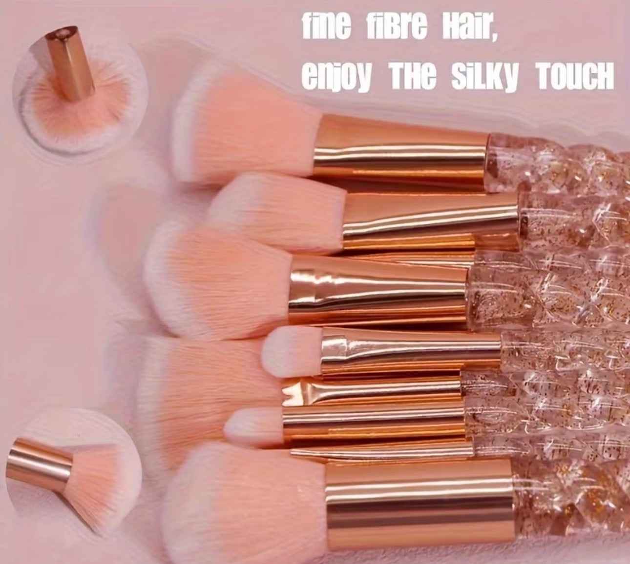 Crystal rose gold makeup brushes