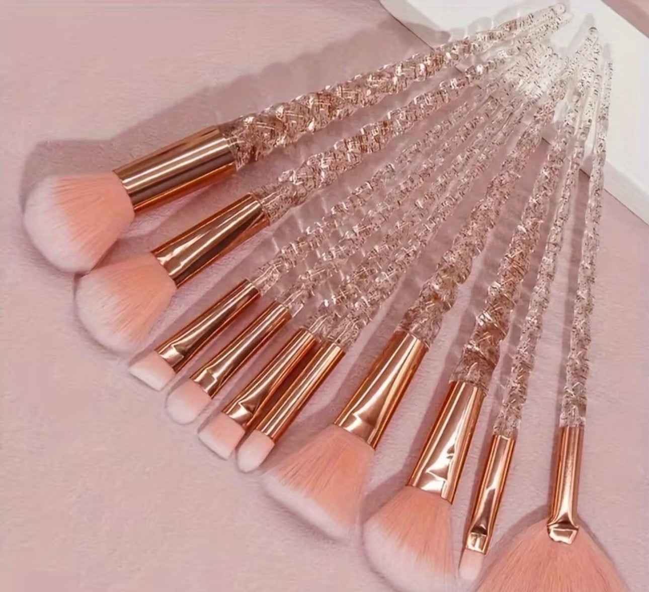 Crystal rose gold makeup brushes