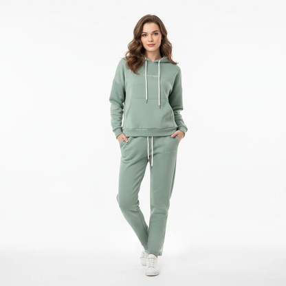 Winter thickented fleece in turquoise two piece set hoodie.