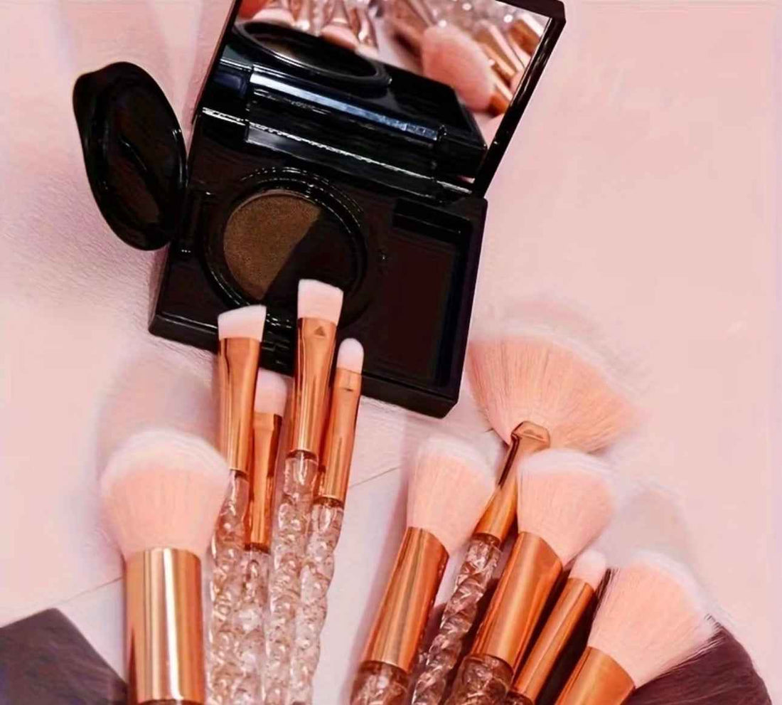Crystal rose gold makeup brushes