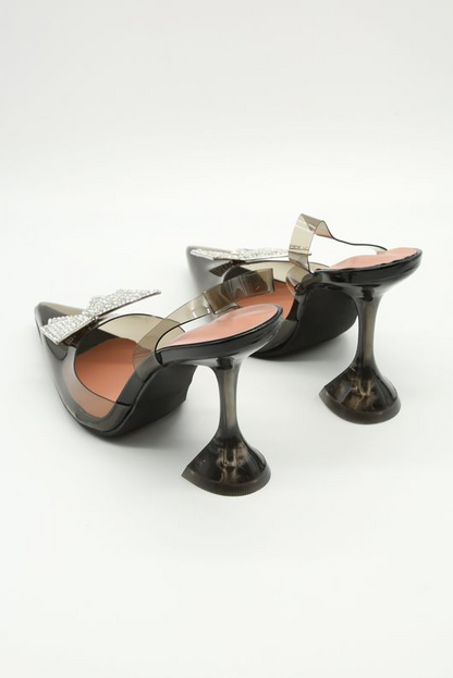 Black Crystal Embellished Court Heels