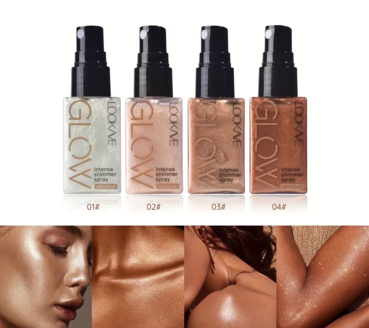 Shimmering highlighter sprays