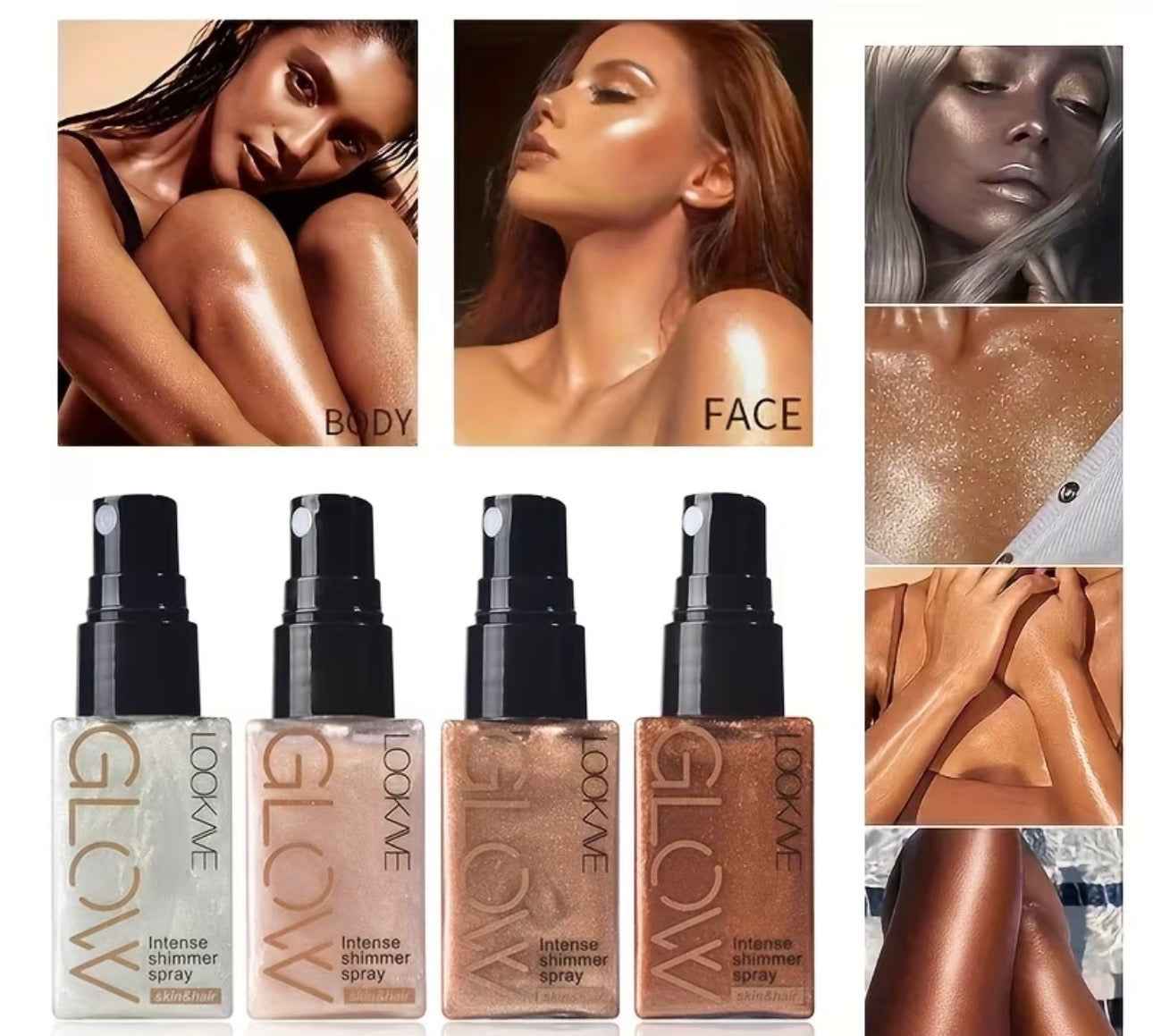 Shimmering highlighter sprays