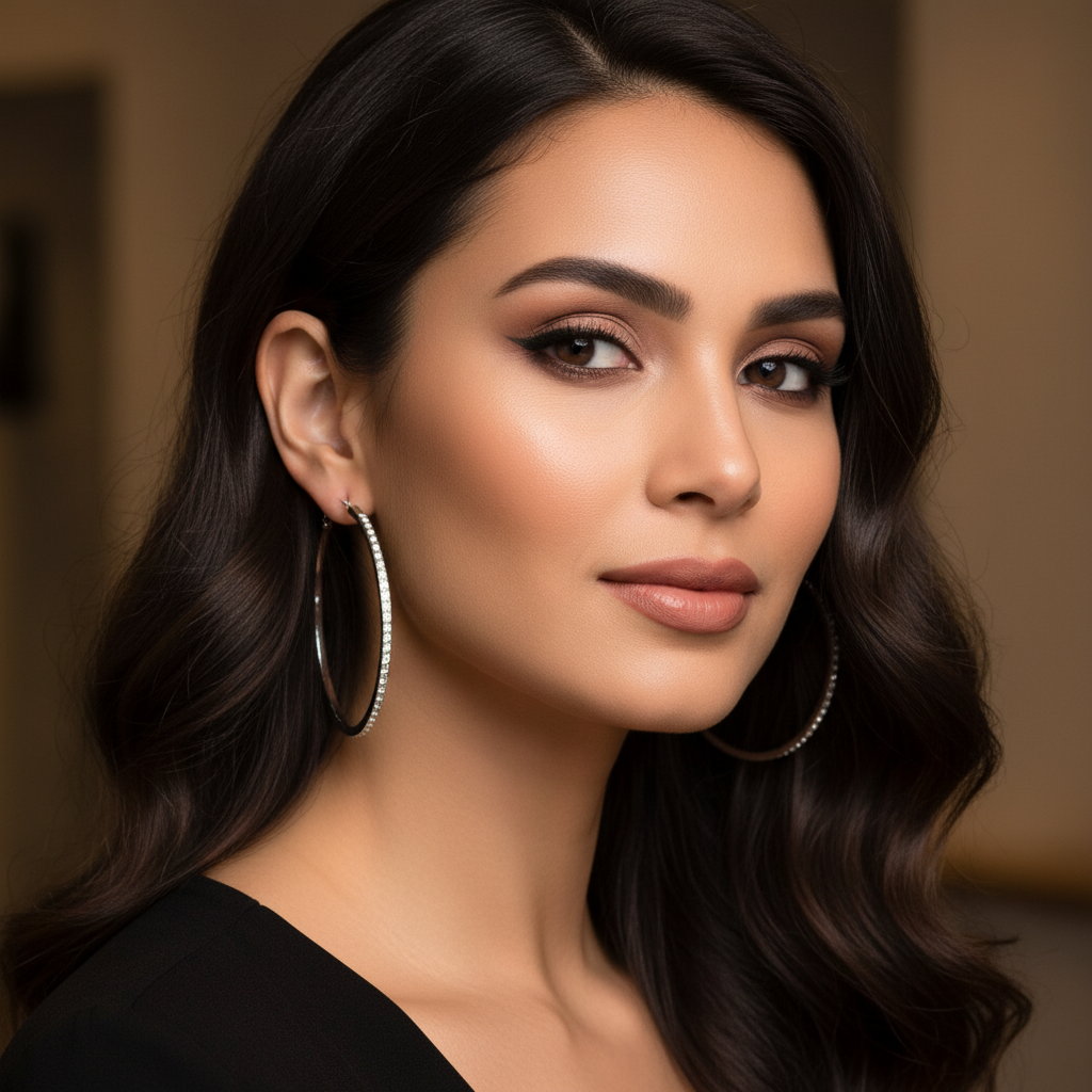Rhinestone-Encrusted Alloy Big Hoop Earrings