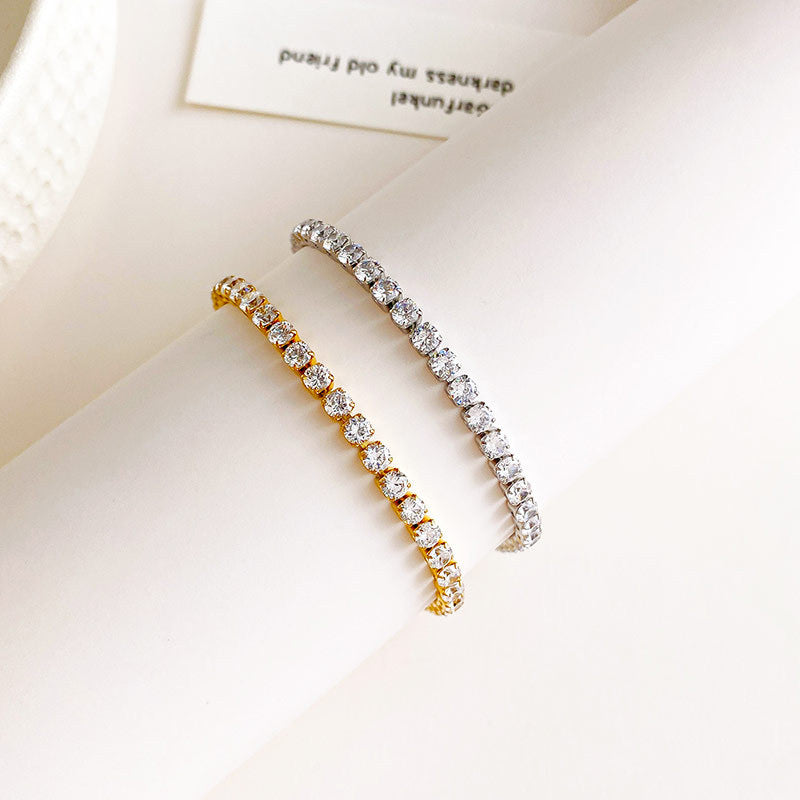 Pvd Coated 18K Silver Real Gold Plated Geometric Stainless Steel Fashion Waterproof Non Tarnish Stainless Steel Diamond Bracelets