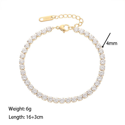 Pvd Coated 18K Silver Real Gold Plated Geometric Stainless Steel Fashion Waterproof Non Tarnish Stainless Steel Diamond Bracelets