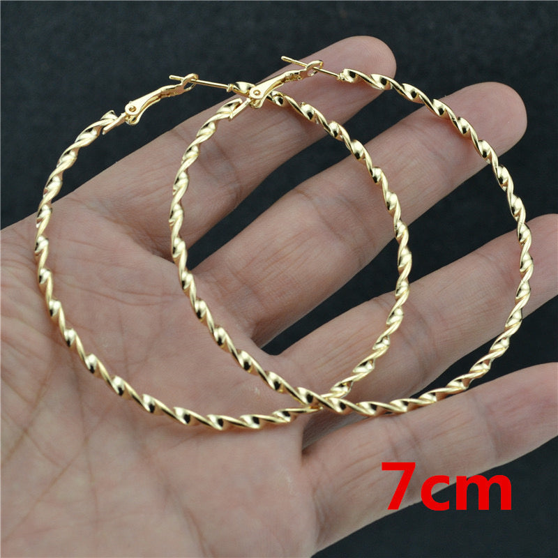 Rhinestone-Encrusted Alloy Big Hoop Earrings