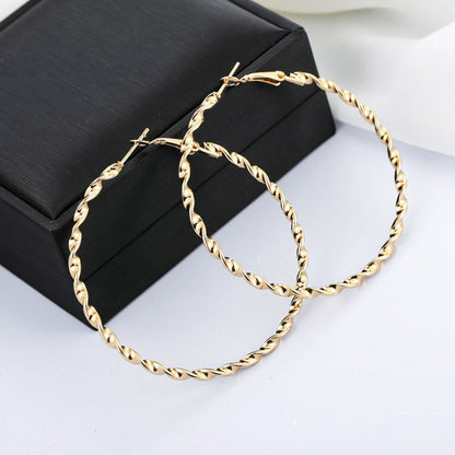 Rhinestone-Encrusted Alloy Big Hoop Earrings
