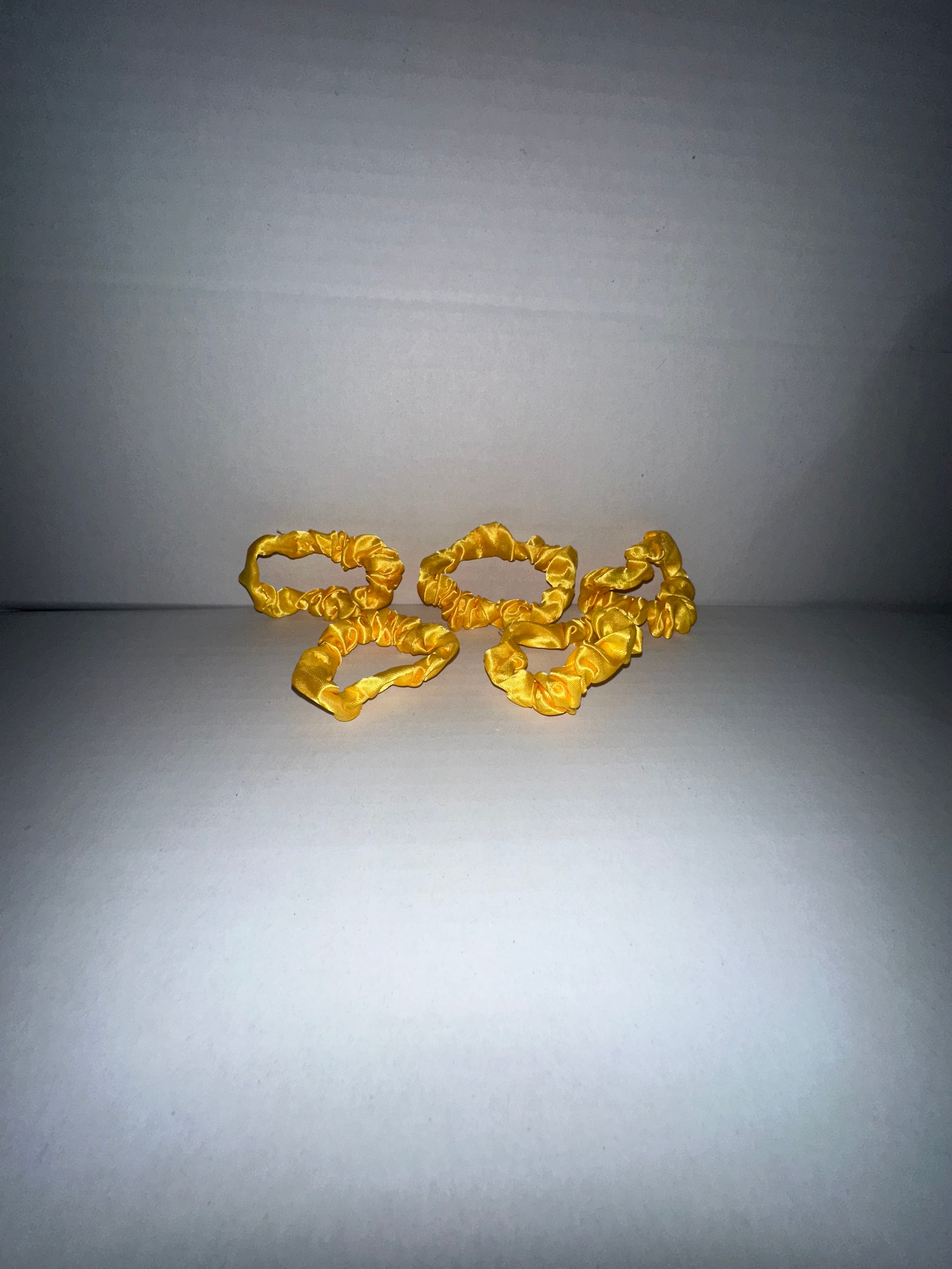 Bright Yellow Premium Minimalist Pleated Small Intestine Hair Ties, Multi-purpose Hair Accessories and Hand Jewelry, High-Elasticity Bun Hair Tie