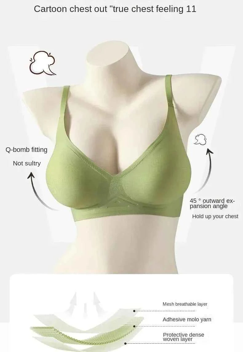 Flat Chest Solution Bra for Women Thickened Push Up Cups No Steel Ring Seamless Invisible Lift Small Chest Enhancement B C Cup