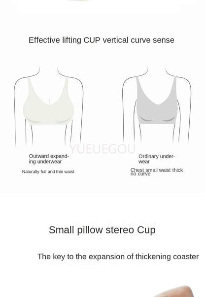 Flat Chest Solution Bra for Women Thickened Push Up Cups No Steel Ring Seamless Invisible Lift Small Chest Enhancement B C Cup