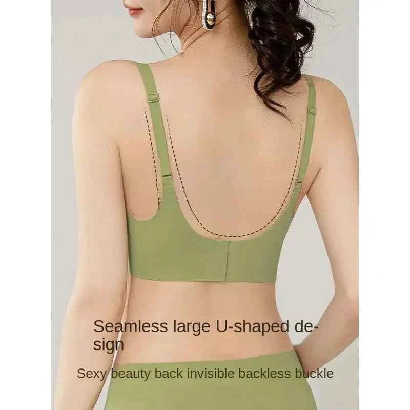 Flat Chest Solution Bra for Women Thickened Push Up Cups No Steel Ring Seamless Invisible Lift Small Chest Enhancement B C Cup