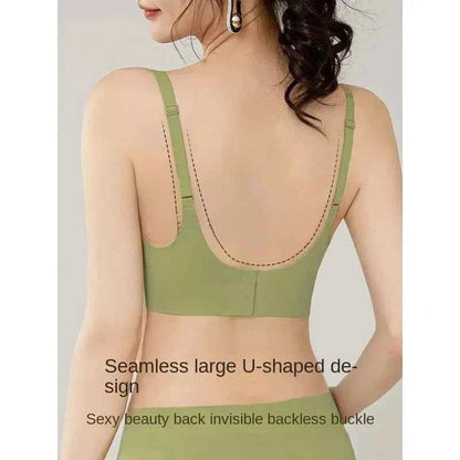 Flat Chest Solution Bra for Women Thickened Push Up Cups No Steel Ring Seamless Invisible Lift Small Chest Enhancement B C Cup