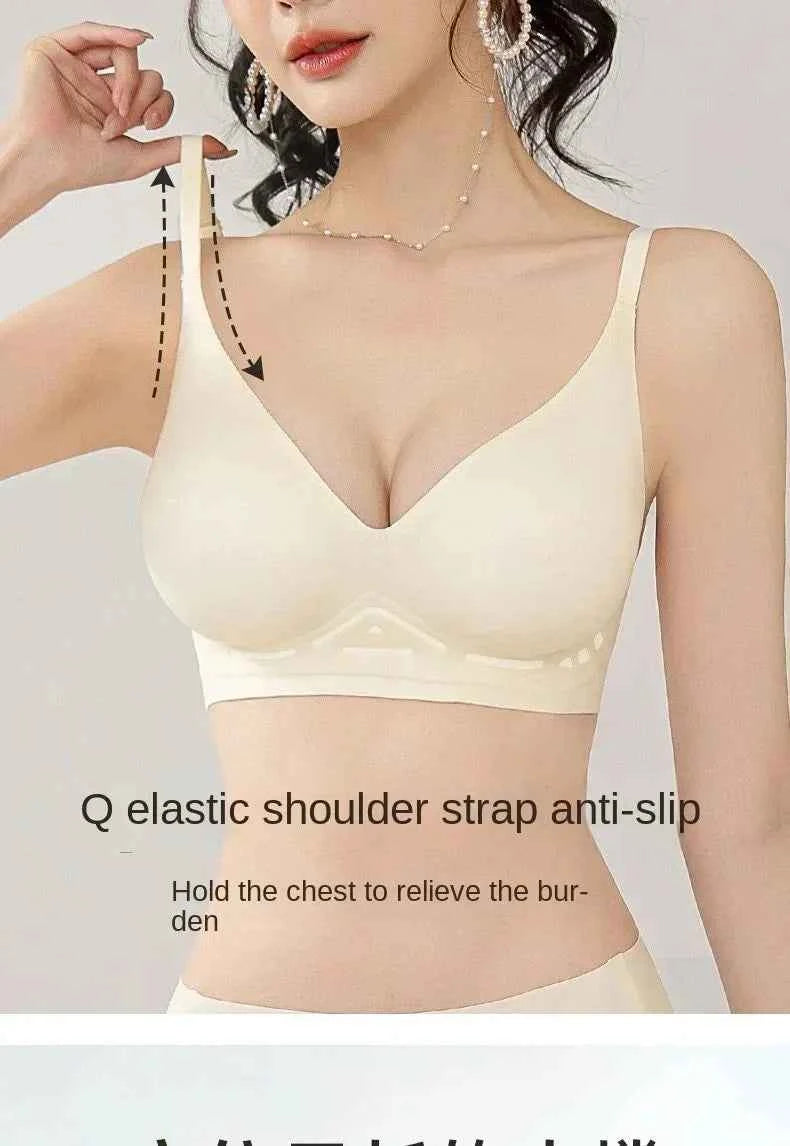 Flat Chest Solution Bra for Women Thickened Push Up Cups No Steel Ring Seamless Invisible Lift Small Chest Enhancement B C Cup