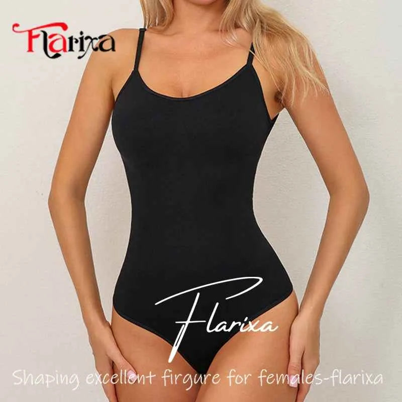 Flarixa Seamless Shapewear Bodysuit for Women Faja Full Body Shaper Thong Soft Body Shaping Sculpting Breast Slimming Underwear