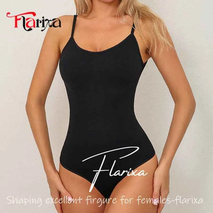 Flarixa Seamless Shapewear Bodysuit for Women Faja Full Body Shaper Thong Soft Body Shaping Sculpting Breast Slimming Underwear