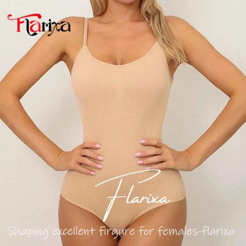 Flarixa Seamless Shapewear Bodysuit for Women Faja Full Body Shaper Thong Soft Body Shaping Sculpting Breast Slimming Underwear