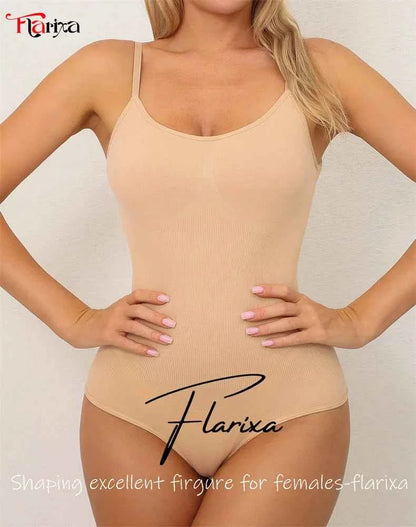 Flarixa Seamless Shapewear Bodysuit for Women Faja Full Body Shaper Thong Soft Body Shaping Sculpting Breast Slimming Underwear