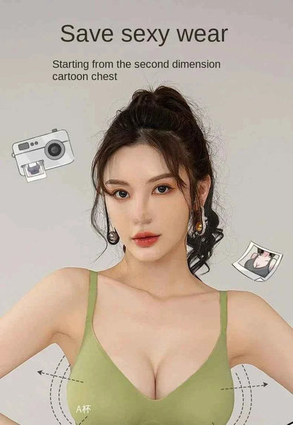 Flat Chest Solution Bra for Women Thickened Push Up Cups No Steel Ring Seamless Invisible Lift Small Chest Enhancement B C Cup