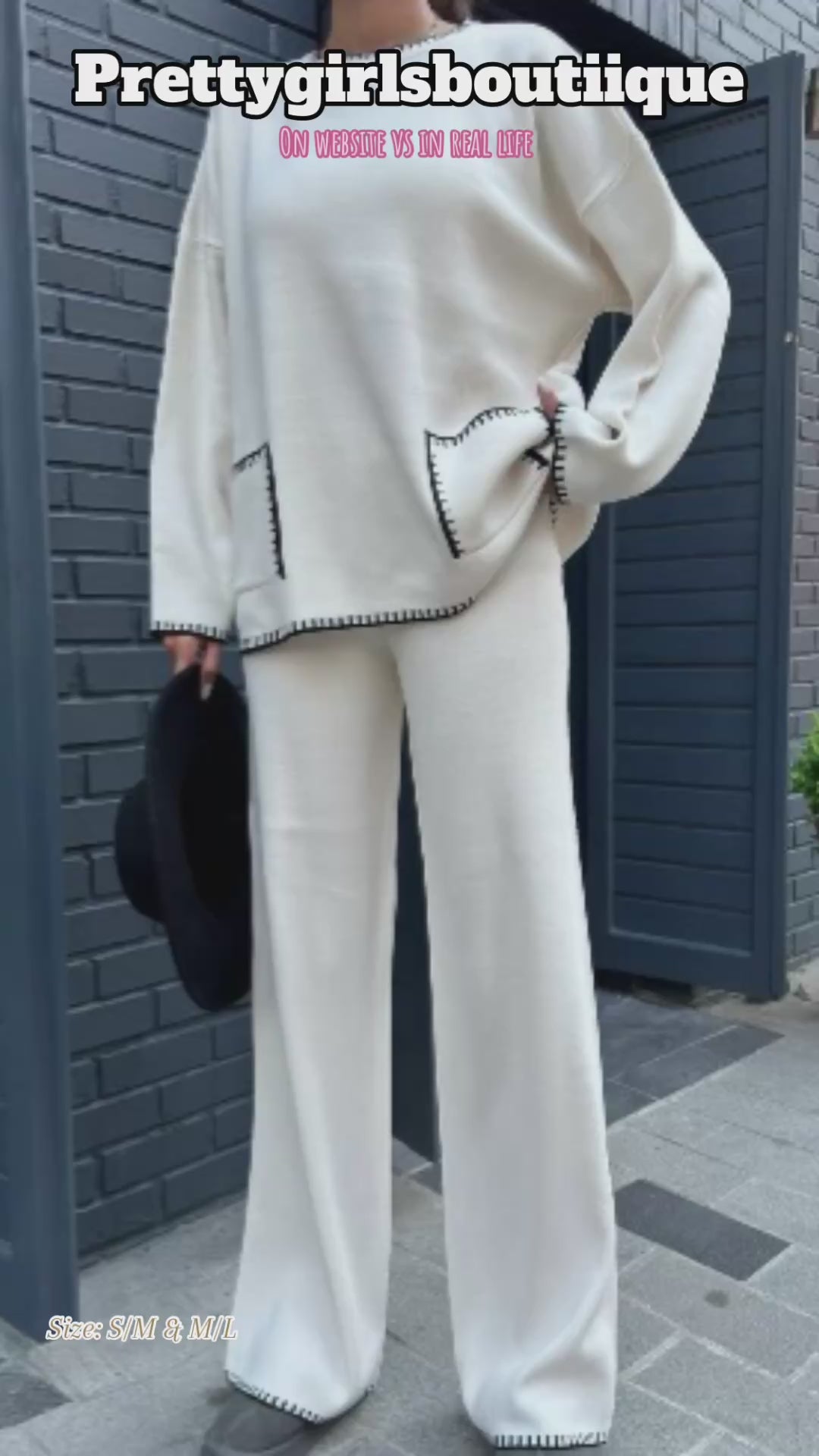 Wool two piece set with stitched pockets