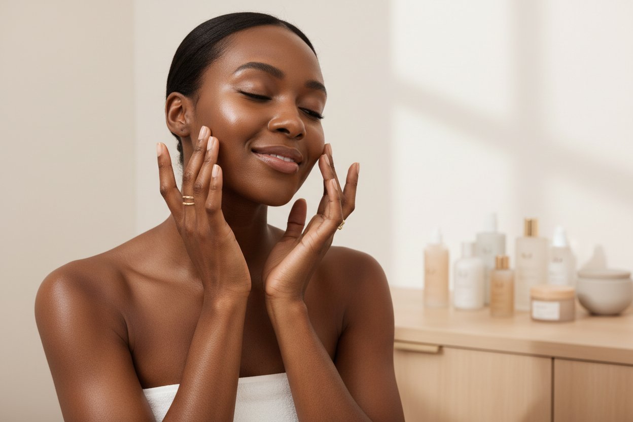 Skincare dark skin woman 